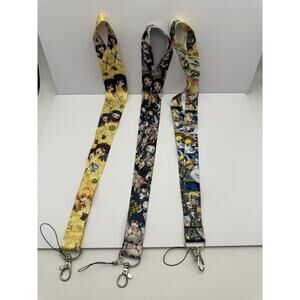 Anime Lanyard Lot – Demon Slayer & Naruto Style Keychain ID Badge Straps – 3 Pck